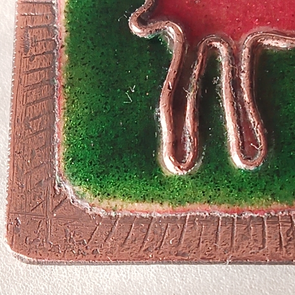 Vintage Artisan Copper Cloisonne Enamel Brooch - Picture 6 of 6